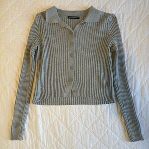 Brandy Melville Light Gray Ribbed Cardigan